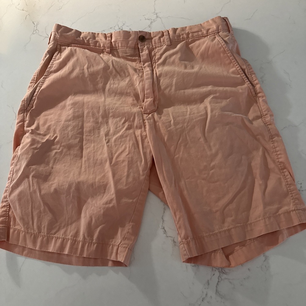 Cremieux Salmon Dyed Flat Front Casual Cotton Chino Shorts Men's Size 33 - Picture 1 of 7